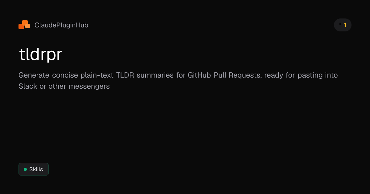 tldrpr - Claude Code Plugin | ClaudePluginHub