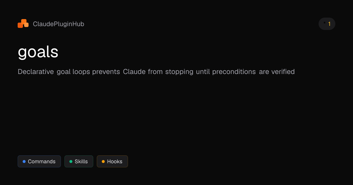 goals - Claude Code Plugin | ClaudePluginHub